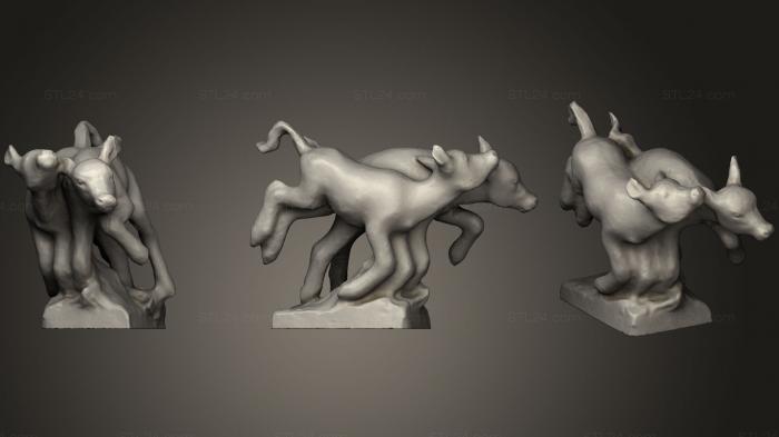 Animal figurines (Kaksi vasikkaa, STKJ_1111) 3D models for cnc